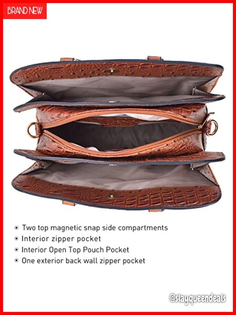 Vegan Leather Satchel Handbag & Wallet Set with Shoulder Strap